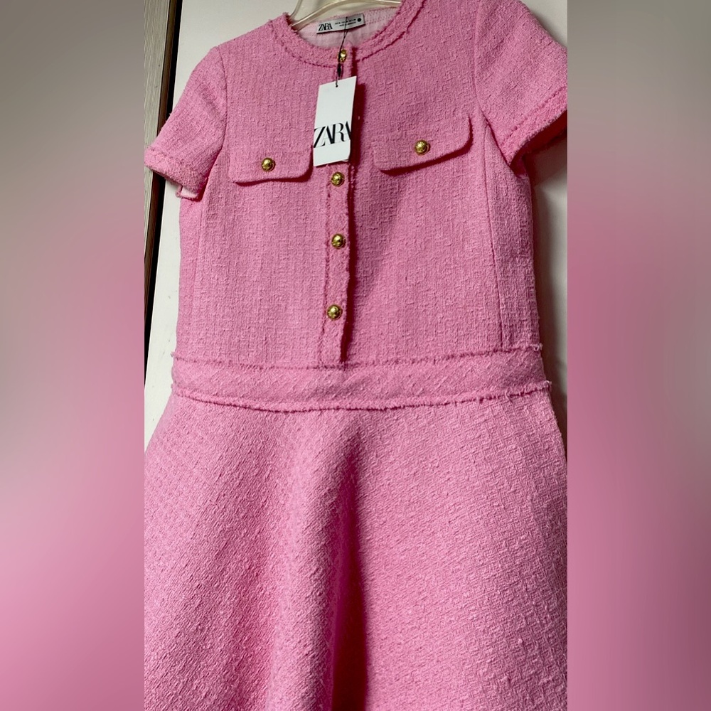 Zara SHORT STRUCTURED DRESS ZW COLLECTION ,pink , textured, - Picture 15 of 15